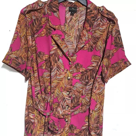 Worthington Tops - worthington tops large crossover art pattern collared neck formal top